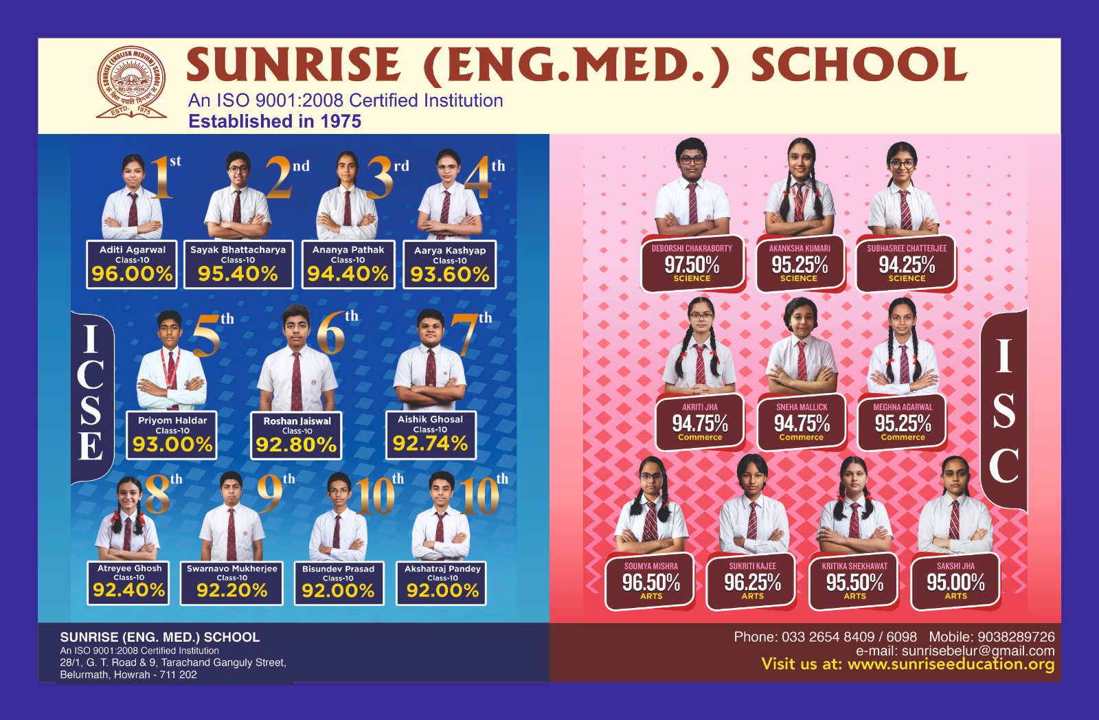 ICSE & ISC 2026 Toppers – Sunrise English Medium School